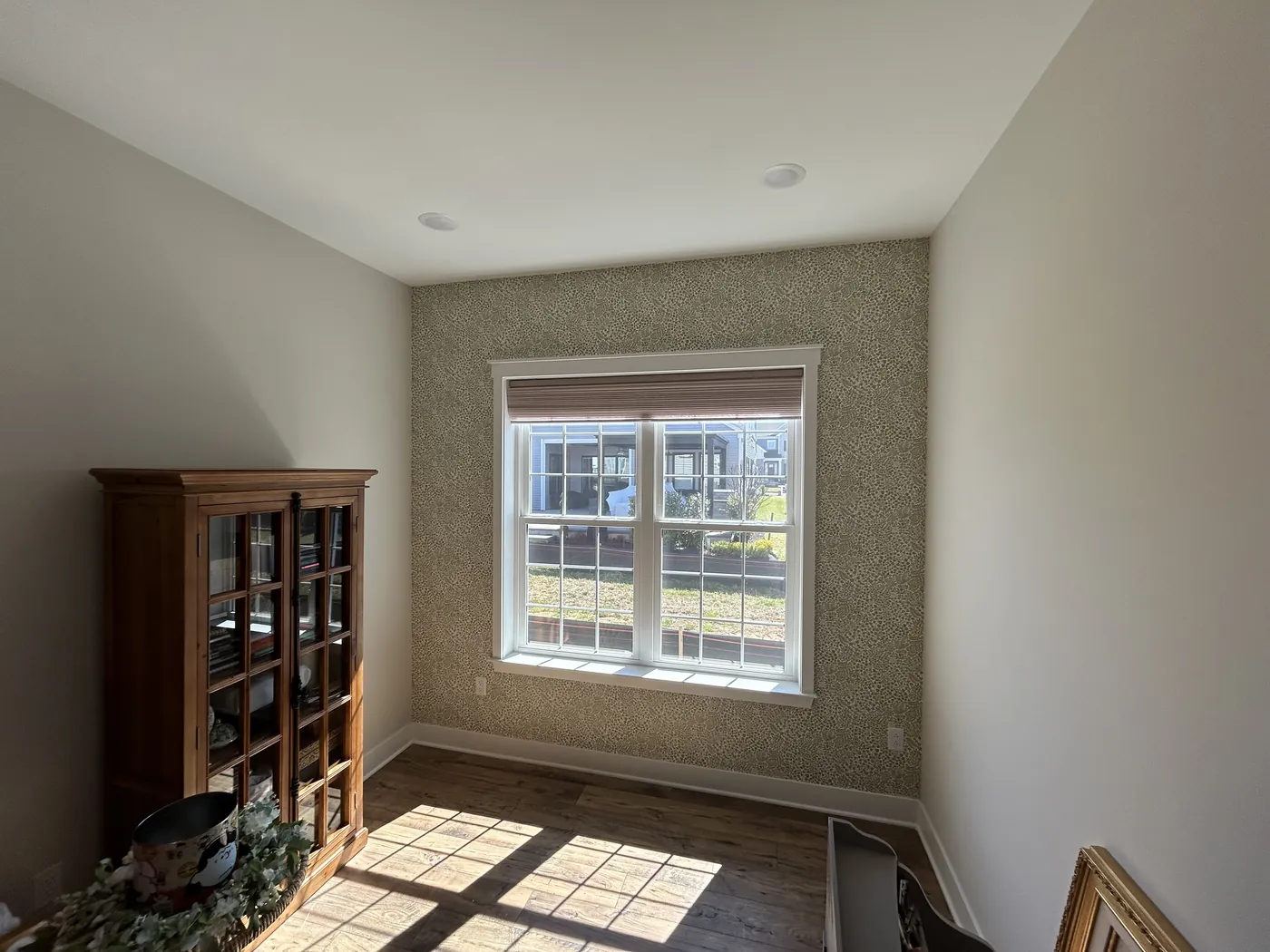 Textured wallcovering in a study — wallpaper installation by ProKir Design