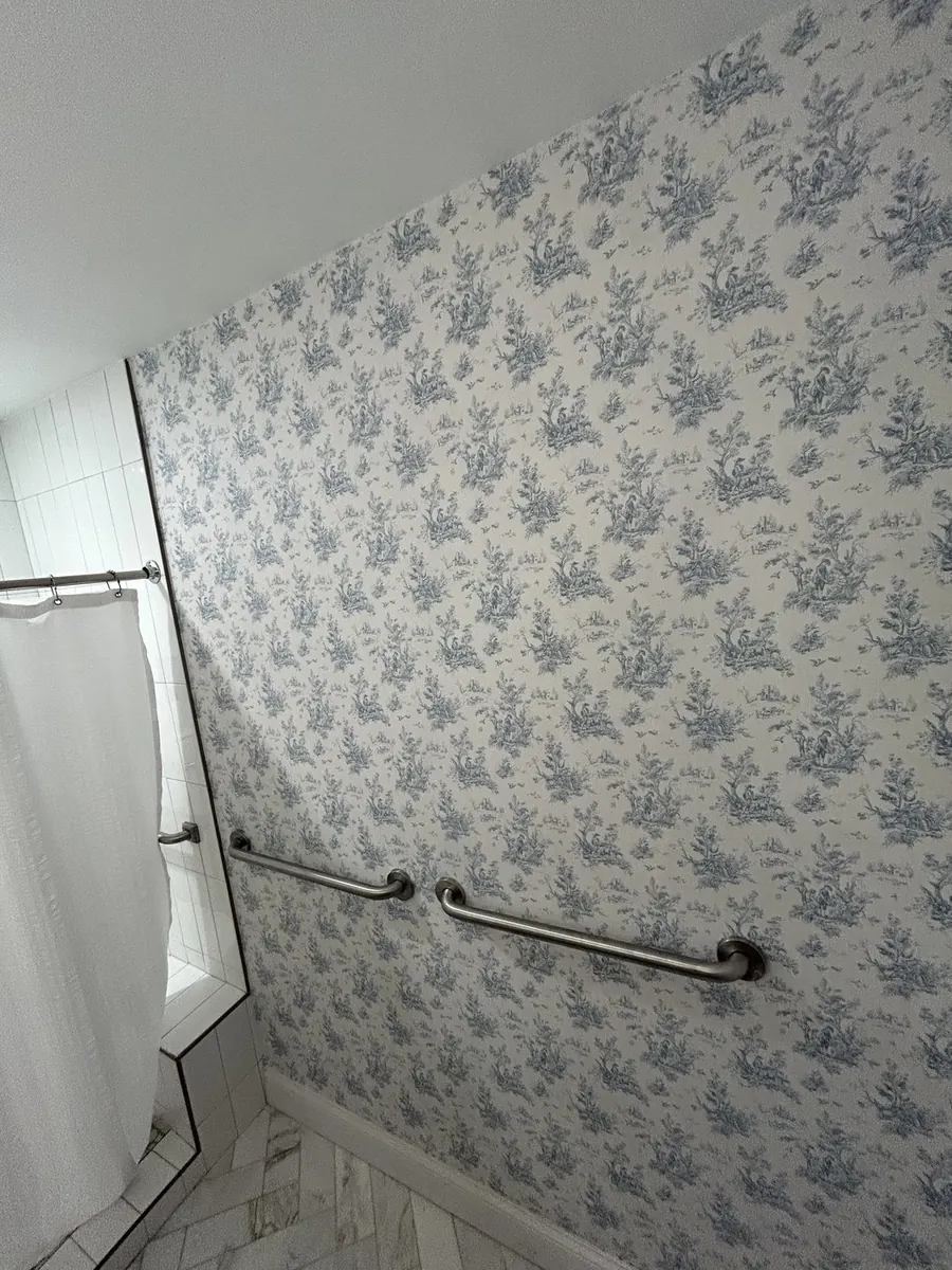 Fine woven linen and textured botanical grasscloth — wallpaper installation by ProKir Design