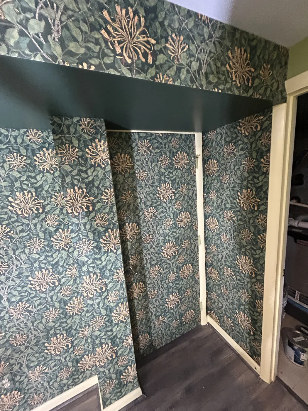 Honeysuckle botanical wallpaper in a hallway — wallpaper installation by ProKir Design