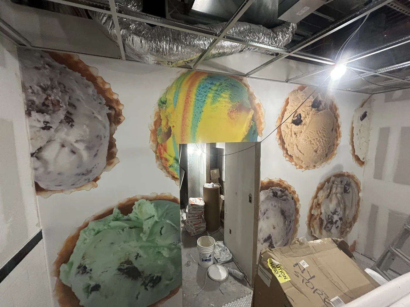 Ice cream mural in a dessert shop, Midtown Manhattan — wallpaper installation by ProKir Design